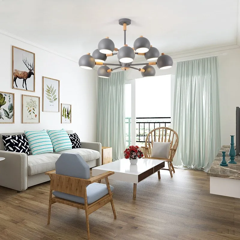 

Nordic Chandelier Restaurant Lamp Living Room Light Modern Minimalist Creative Personality Atmosphere Home Magic Bean Bar Golden