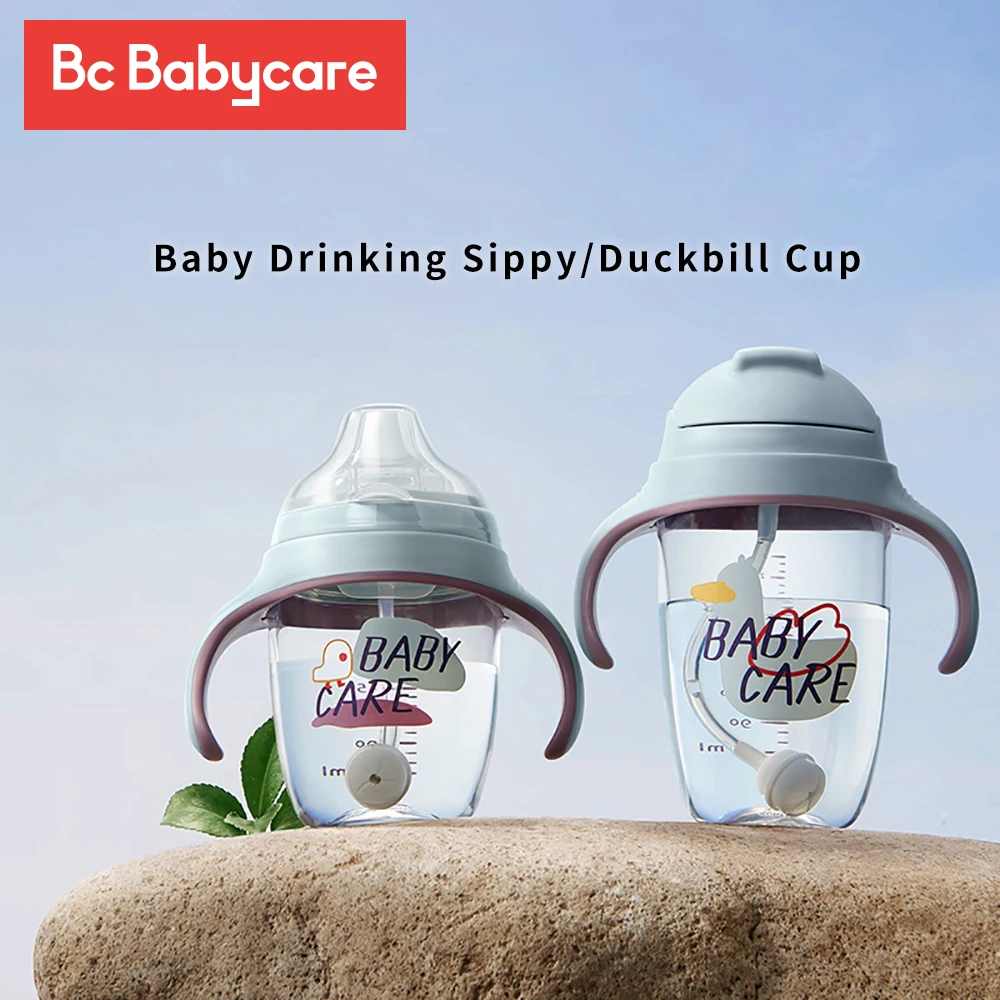 

BC Babycare Baby Duckbill Cup Toddler 360°Drinking Water Straw Bottle Learning Leak-Proof Gravity Ball Handle Sippy Cup BPA Free