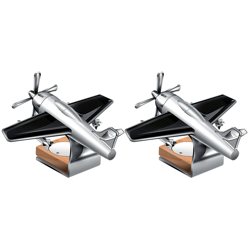 

2pcs Car Adornment Solar Energy Aeroplane Aromatherapy Ornament (No Perfume)