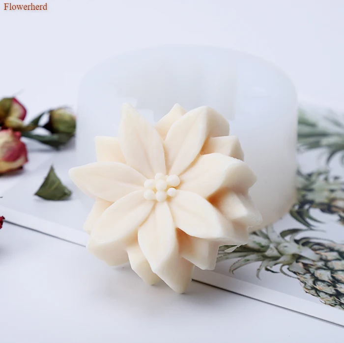 3d Цветочная форма для мыла силиконовая в виде лотоса с одним отверстием сделай