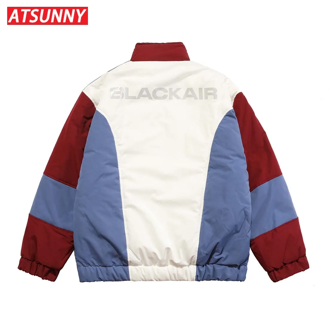 ATSUNNY Patchwork Heart Padded Jacket for Men Stitching Color Love Thick Coat Winter Retro Oversized Cotton Jacket Streetwear
