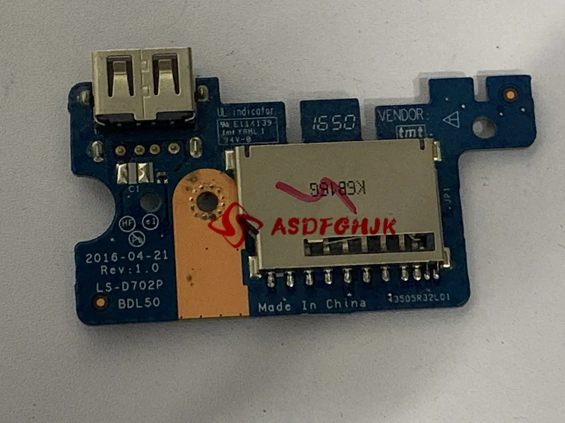 

High quality Genuine For HP 15-AY Laptop USB And Card Reader Board With Cable BDL50 LS-D702P NBX0001ZP00