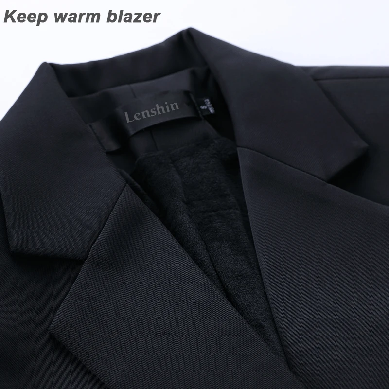 Lenshin сохраняющий тепло блейзер с флисовой подкладкой зимняя одежда офисная для