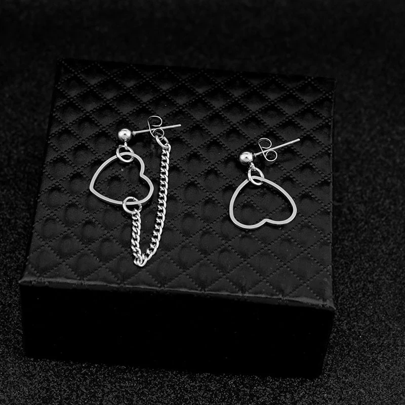 Новые корейские асимметричные серьги-гвоздики из нержавеющей стали в стиле K-POP