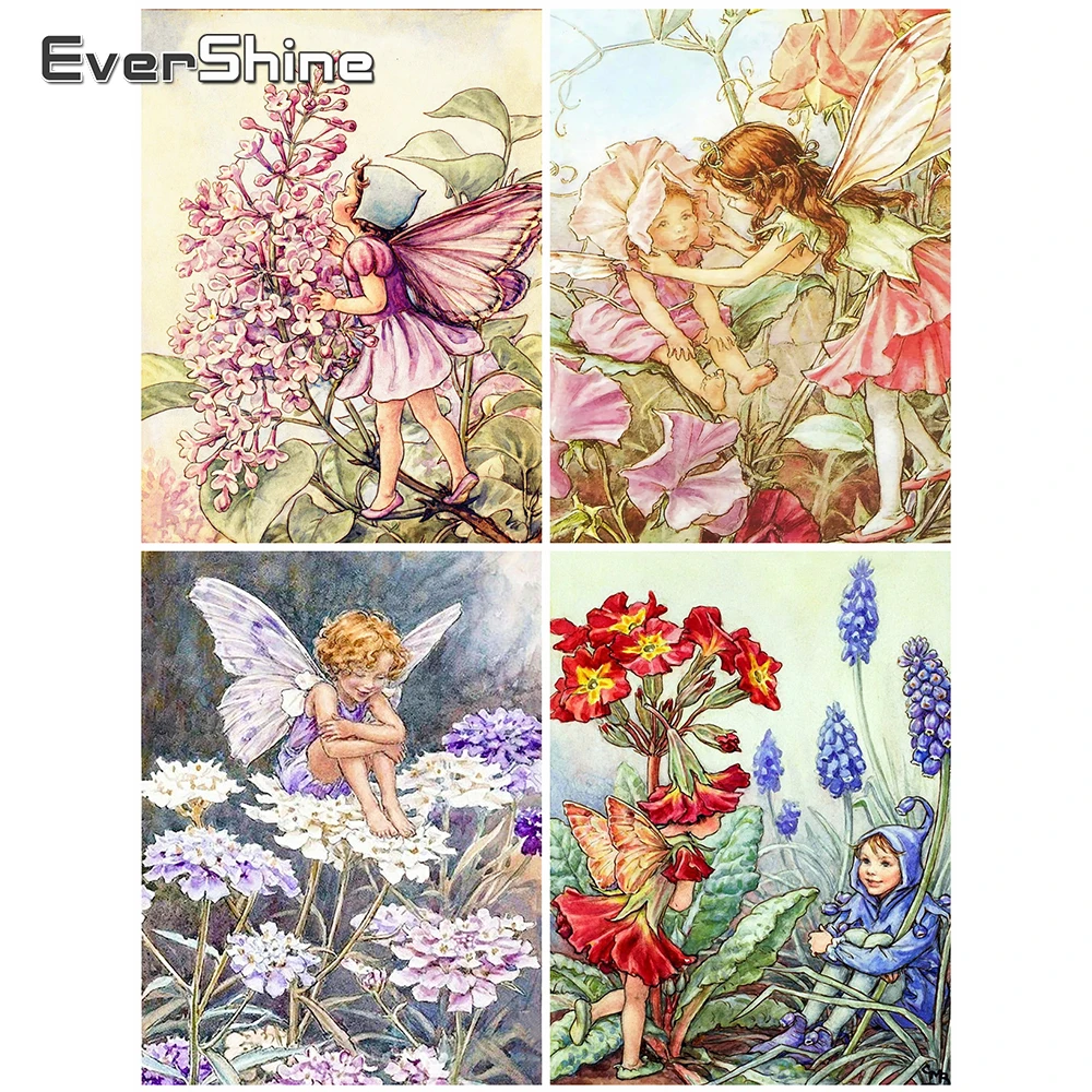 

EverShine алмазная живопись, портрет, сделай сам, полная выкладка, квадратная Алмазная вышивка, фея стразы, мозаика, цветок, картина, украшение для стен