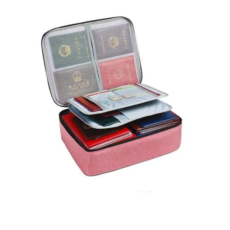 

Travel Document Storage Bag Muti-Layer Passport Certificate Handbags Waterproof File Sorting Zipper Case Finishing Organizer Bag