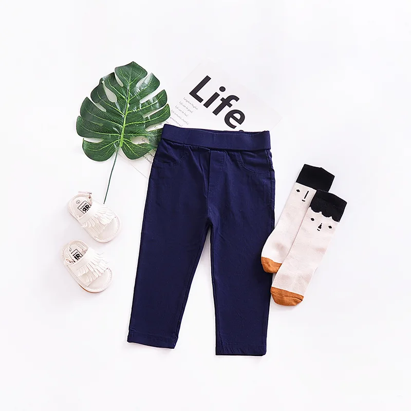 Леггинсы для маленьких мальчиков и девочек брюки карандаш с эластичной резинкой