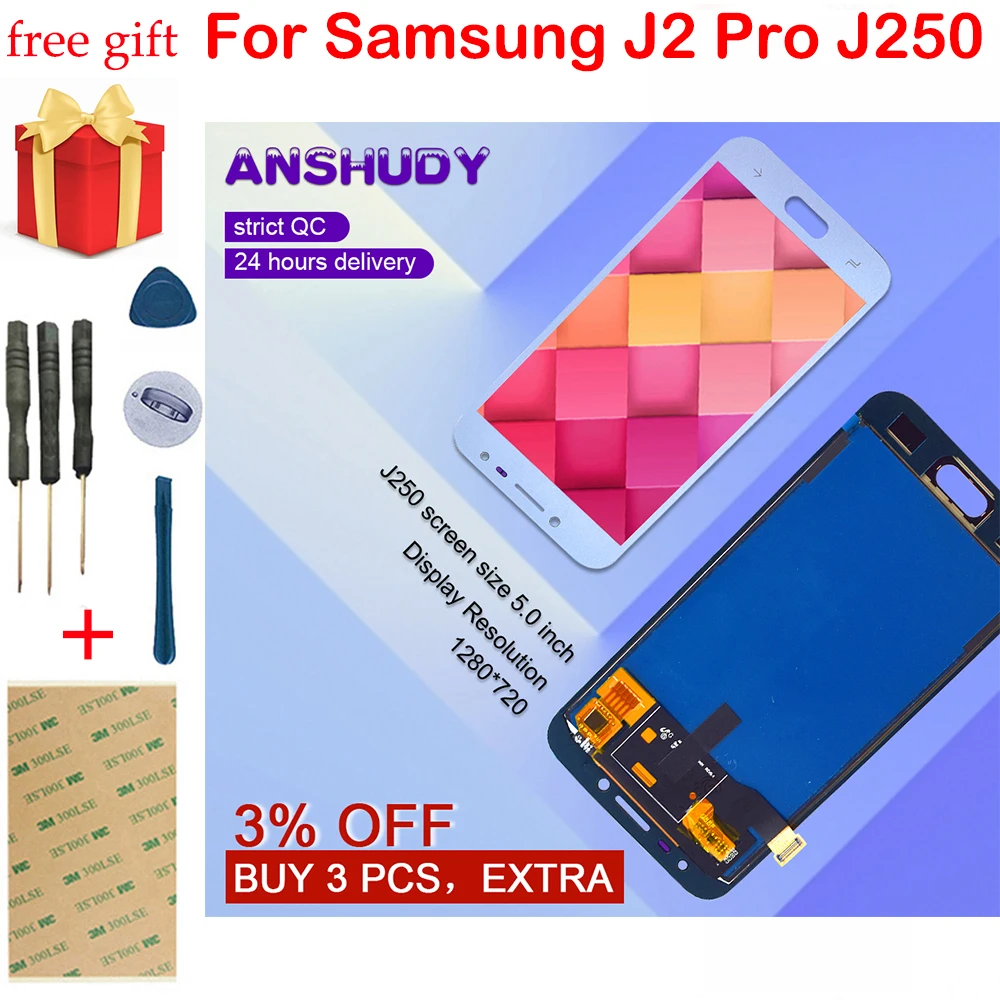 Для Samsung J250F LCD J2 Pro J250 сенсорный экран дигитайзер Датчик в сборе для J250H 2018|Экраны - Фото №1