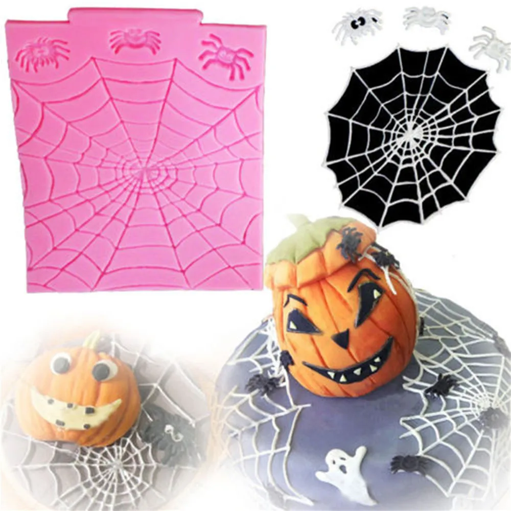 

1Pc Creative Halloween Spider Web Shape Silicone Mold Fondant Chocolate Mold Baking Tools Cake Decorations