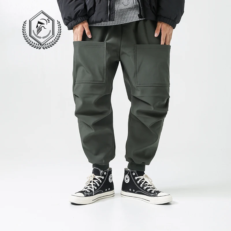 Мужские Свободные флисовые тяжелые шаровары штаны для бега модные брюки до