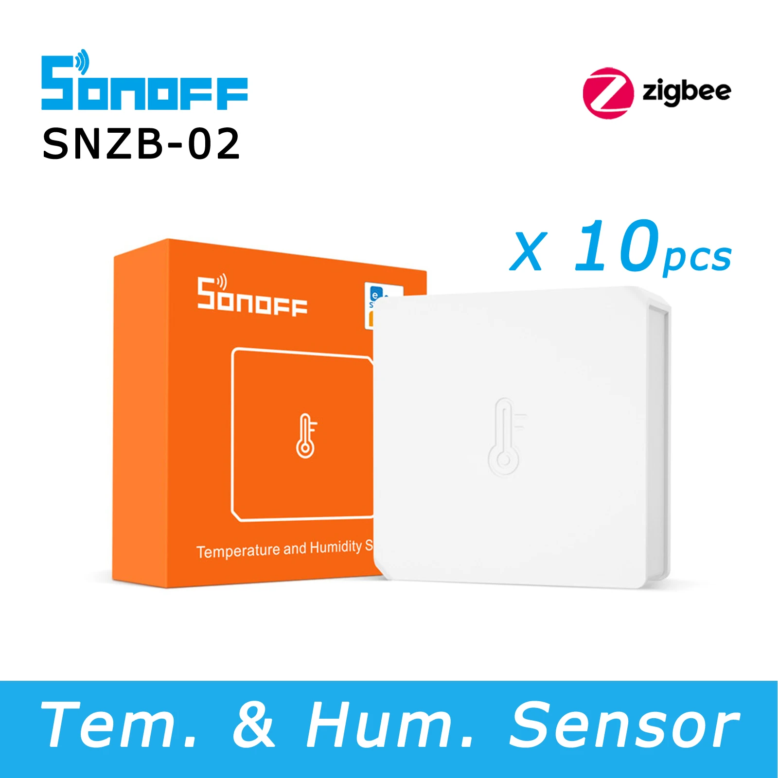 SONOFF-Monitor de Sensor de temperatura y humidificación SNZB 02 Zigbee, funciona con SONOFF Zigbee Bridge, asistente de hogar a través de Zigbee2mqtt