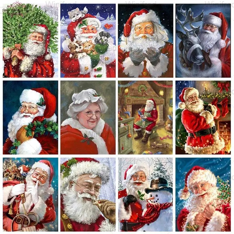 

DIY Full Square Round Diamond Painting Christmas Santa Claus 5D Picture Of Rhinestones Needlework Diamond Embroidery Home Decor