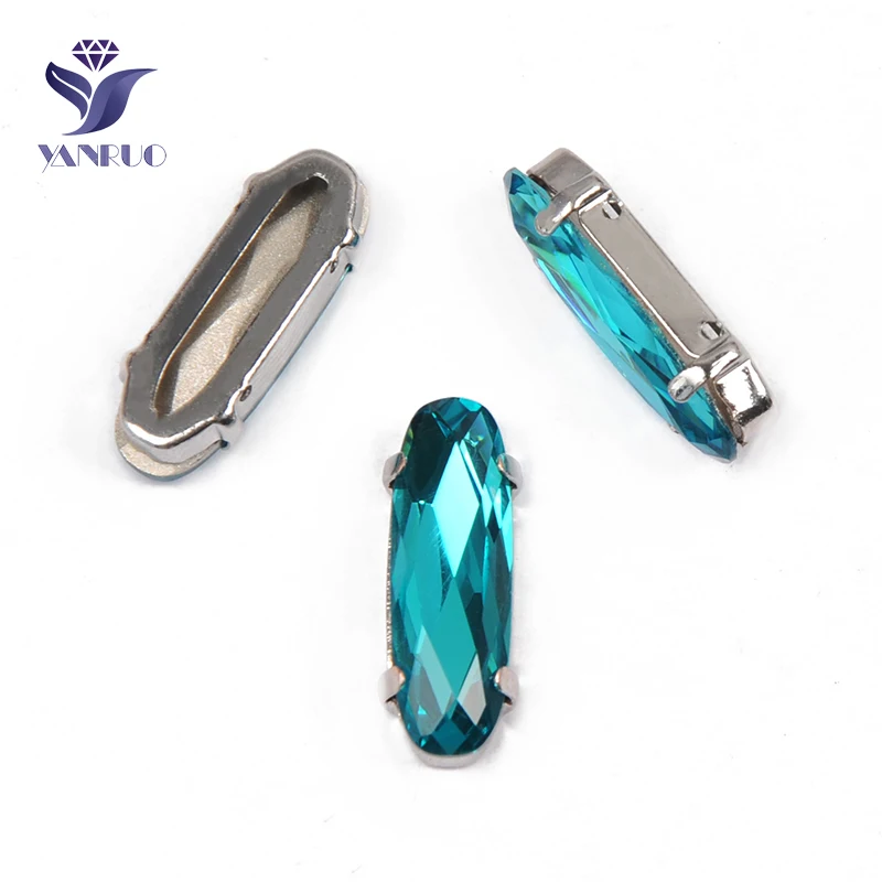 Blue Zircon YANRUO 4161, удлиненные Стразы для багета, хрустальные причудливые камни с когтями, K9 точечные Стразы для рукоделия - Цвет: Blue Zircon