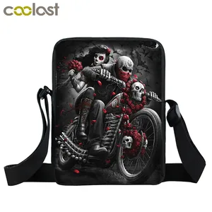Сумка-мессенджер в стиле панк с черепом, портативная холщовая сумочка на плечо для женщин и подростков, саквояж через плечо для книг в подарок