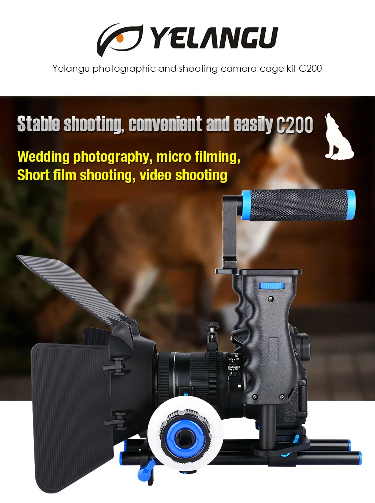 

YELANGU C200 Professional 4 in1 DSLR Rig Camera Handheld Stabilizer Cage Set Matte Box/Follow Focus Movie Support Kit For DSLR