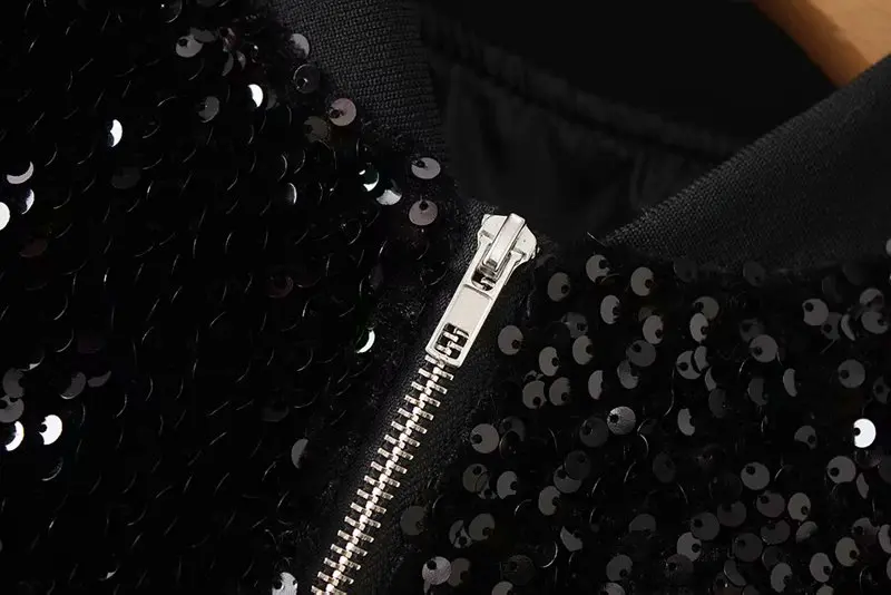 TMODA304 Za Осенняя Женская шикарная расшитая блестками куртка пальто с длинными