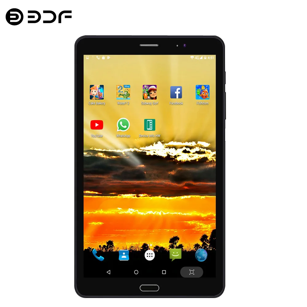 BDF 8 дюймов планшет Русская Версия ОС: Android 7 0 4G планшетофон (4 ядра 1280*800 IPS 2 Гб