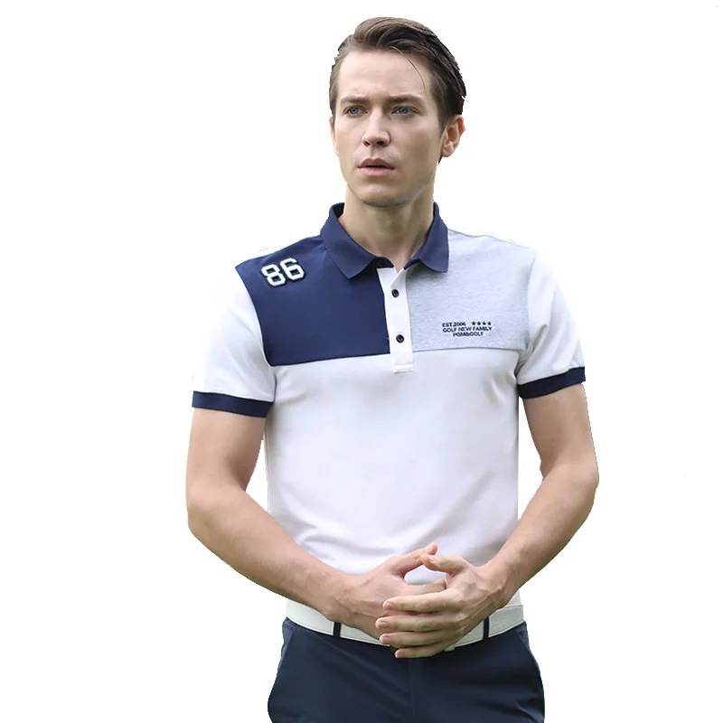 PGM Men's Short Sleeve Golf T-Shirt Summer Striped Print Sport Tshirt Polo Shirt Quick Drying Golf Clothing Golf shirt