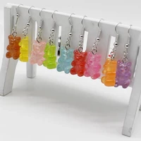 cute cartoon colorful candy ribbon gold powder animal bear hanging earrings for women girls fun party jewelry gift