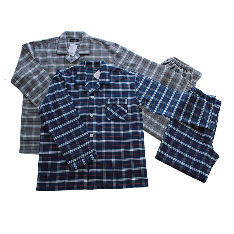 Мужские пижамы пижама набор хлопковых пижам на осень и зиму женская полосатые