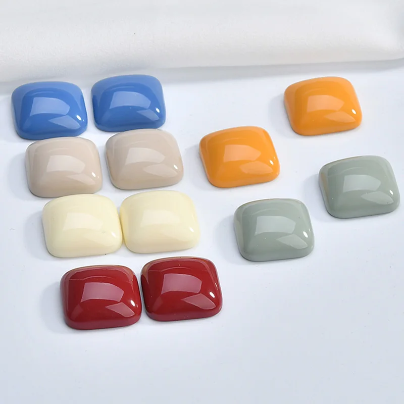 Ретро полупилюль смола квадратный сплошной цвет патч ушное кольцо для ногтей
