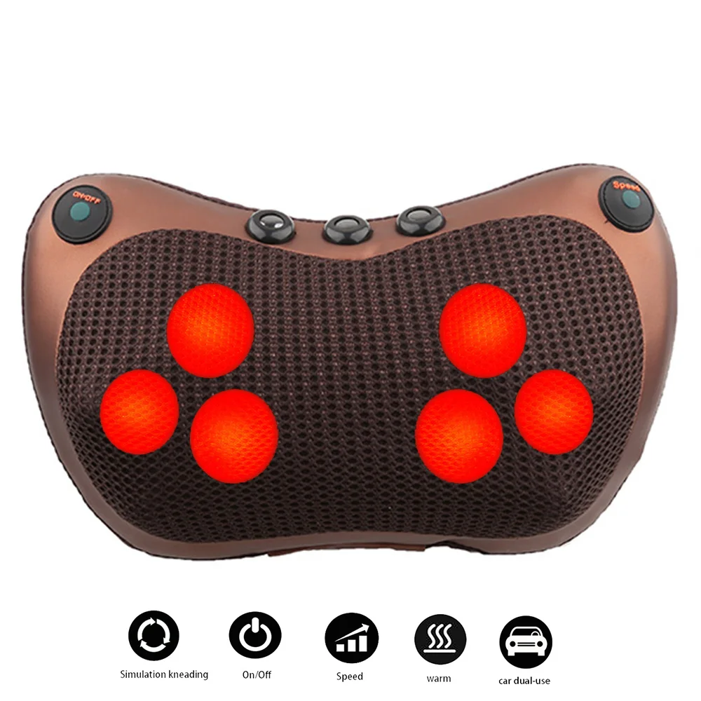 

2021Head Neck Massager Car Home Cervical Shiatsu Massage Neck Back Waist Body Electric Multifunctional Massage Pillow Cushion