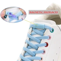 1 pair magnetic shoelaces flat elastic no tie shoe laces color metal suitable for all locking unisex shoes lazy shoelace