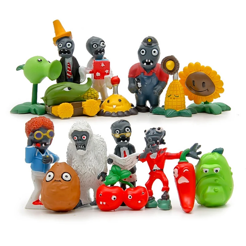 

16Pcs/Lot Plants vs Zombies Toys PVZ Plants and Zombies SunFlower Hats Peashooter PVC Action Figures Toys Collection Model Toy