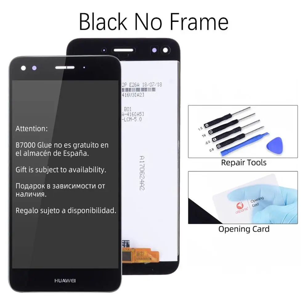 Дисплей для HUAWEI P9 Lite Mini SLA-L22 Y6 Pro LCD в сборе с тачскрином на рамке 5.0'' белый черный - Цвет: Black No Frame