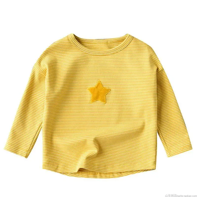 

Autumn Spring Boys T Shirts Applique Cotton Long Sleeve Baby Girls Clothing New Stripe Star Tops For Children Boy Tee P2 018