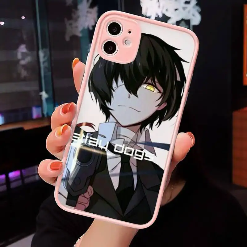 

Anime Bungou Stray Dogs Phone Cases Matte transparent For Pink iPhone 12 Mini 11 Pro XR XS Max 7 8 Plus X Back Cover