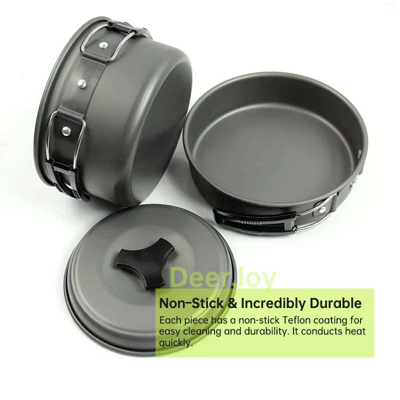 Набор посуды WH200 для кемпинга портативный набор антипригарный горшок с крышкой