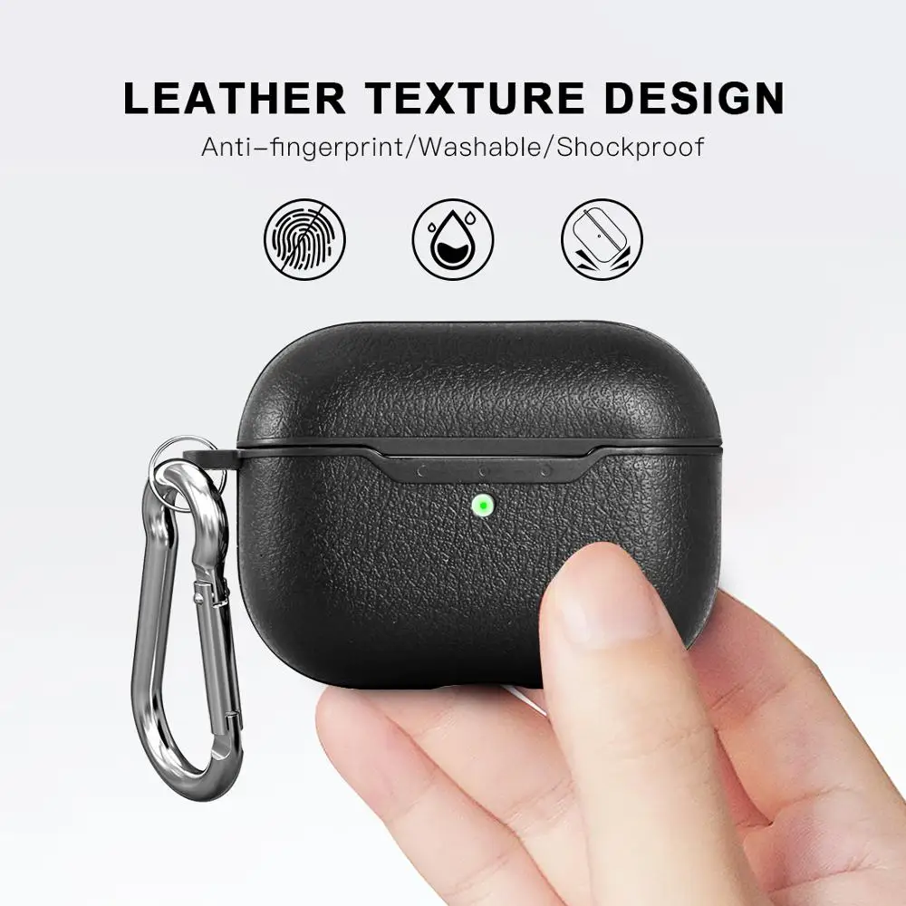 Для AirPods Pro Чехол из искусственной кожи личи зернистые мягкие ТПУ Силиконовые