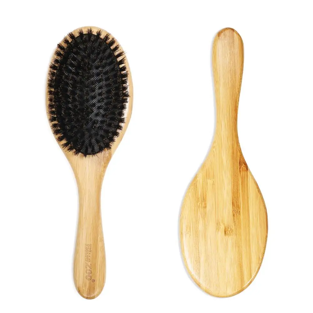 

Natural Boar Bristles Bamboo Handle Hair Brush Anti-static Hair Scalp Paddle Hairbrush Gasbag Massage Spa Comb Hair Care Brush