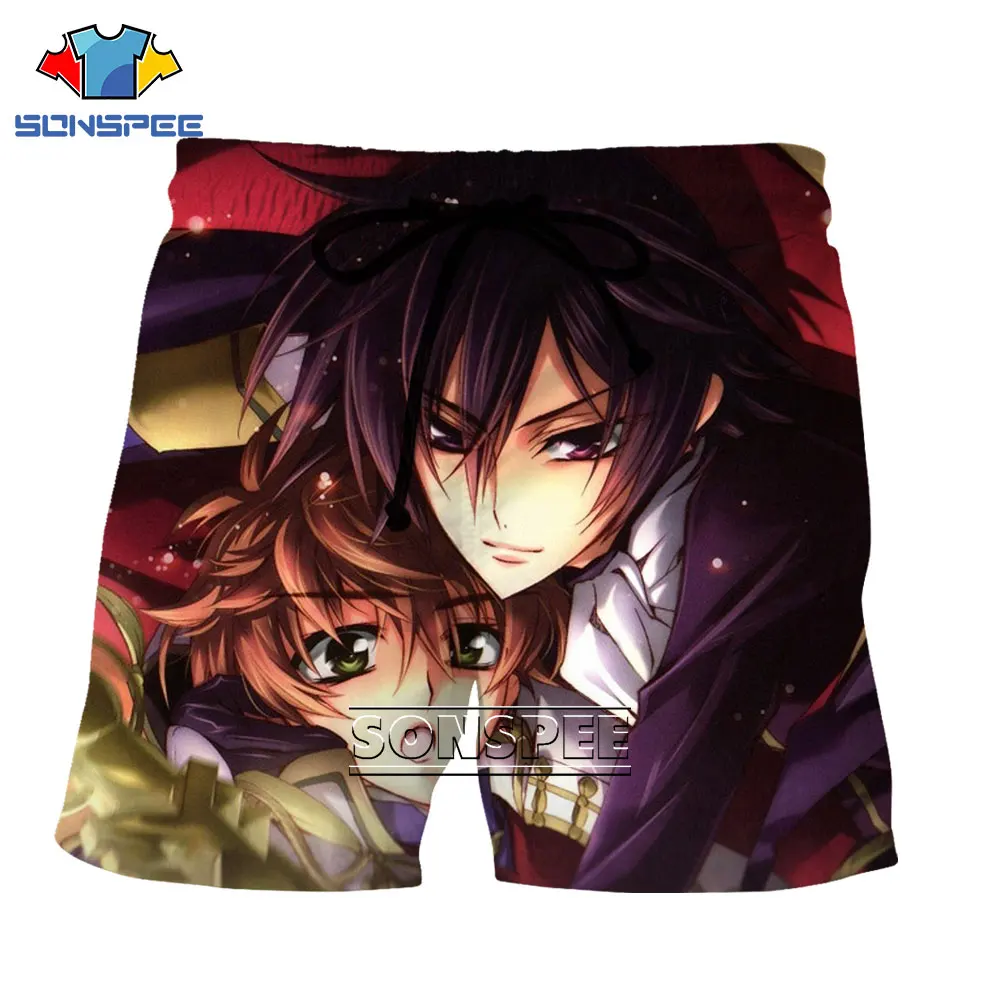 

SONSPEE Summer Shorts 3D Code Geass Anime Men Women Shorts Cute Kawaii Sexy Harajuku Beach Cool Kawaii Shorts Hawaii Men Short