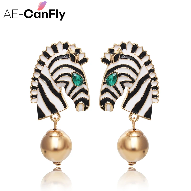 AE CANFLY Модные преувеличенные серьги в богемном стиле форме зебры бохо капли воды