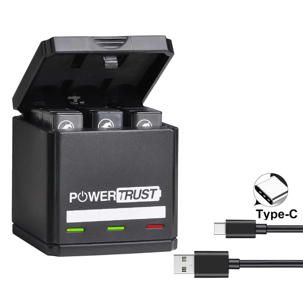 Аккумулятор PowerTrust для GoPro Hero 7 hero 6 5 черные аккумуляторы и тройное зарядное