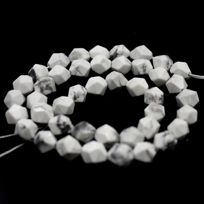 Бесплатная доставка 8 мм граненые круглые полигональные Howlite белый камень