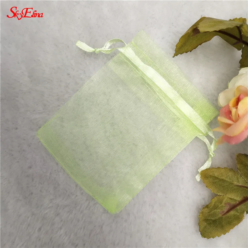 Light green 50 шт. 7x9 9x12 10x15 13x18 СМ Сумки из Органзы Упаковка Ювелирных Изделий Сумки Свадьба Украшения Drawable Сумки Подарочные Пакеты 5Z - Цвет: Light green