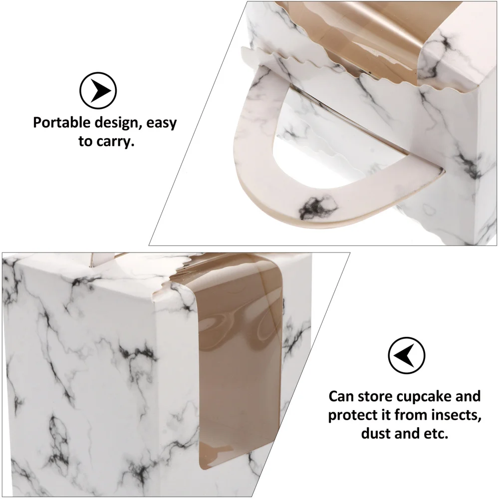 

50pcs Cake Wrapping Box with Clear Window Cake Packing Box for Bakery (White)