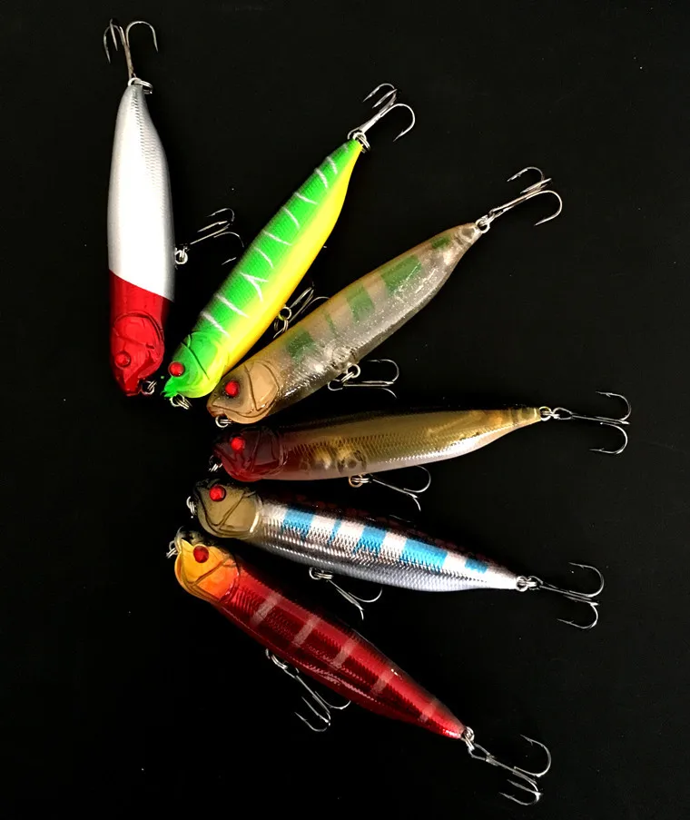 

Lot 6 Pieces Topwater Zigzag Dog Lure Sea Fishing Bass Catfish Pencil Lures Hard Bait 105mm/11g
