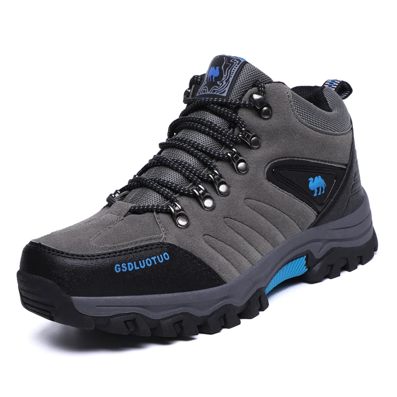 gray Chiang Men High-top Comfortable boots Casual Brand Warm Hiking Sneakers For Winter Outdoor Sports High-Quality Work Shoes - Цвет: gray