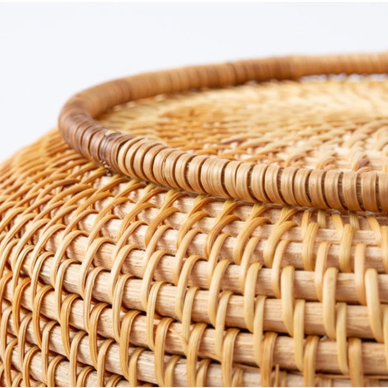 

Handmade Living Room Snack Fruit Bowl Vegetable Basket Wicker Picnic Tray Food Bread Dishes Multipurpose Drying Storage
