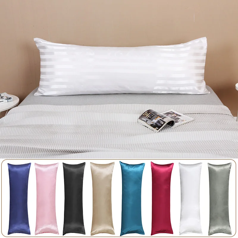

2023 20x54 inch Couple Double Pillow Case Satin Pillow Cases Solid Color Long Lovers Wedding Pillowcases -------- Containers