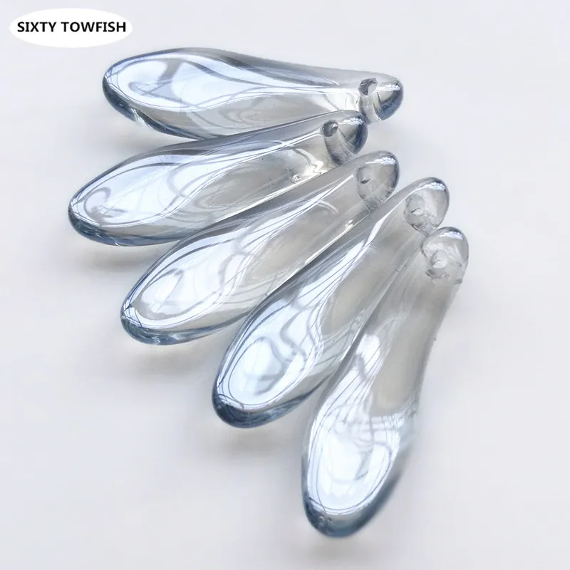 

20 Pieces/lot 9x26mm Light Blue Grey Color Czech Glass Beads With Hole Pendant Jewelry Beads For Handmade DIY Accessories