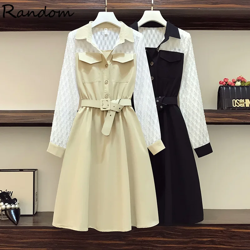 Женское офисное платье большого размера элегантное Сетчатое с длинным рукавом и