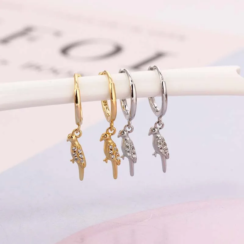 

Boucle Oreille Clear Zircon Femme Animal Bird Drop Earring Women 2022 Hip Hop Rock Punk Loops European Circle Jewelry Pendientes
