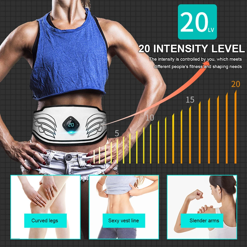 

Electronic Abs Toning Training Belt EMS Abdominal Trainer Waist Trimmer Muscle Stimulator Ab Fitness Equiment For Men Women