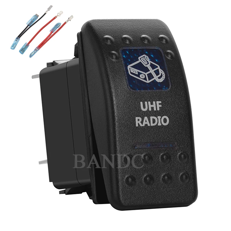 

UFH RADIO 5Pins On-Off SPST Blue Led Toggle Switch for ARB/Carling/NARVA 4x4 Style，12V 20A 24V 10A，Jumper Wires
