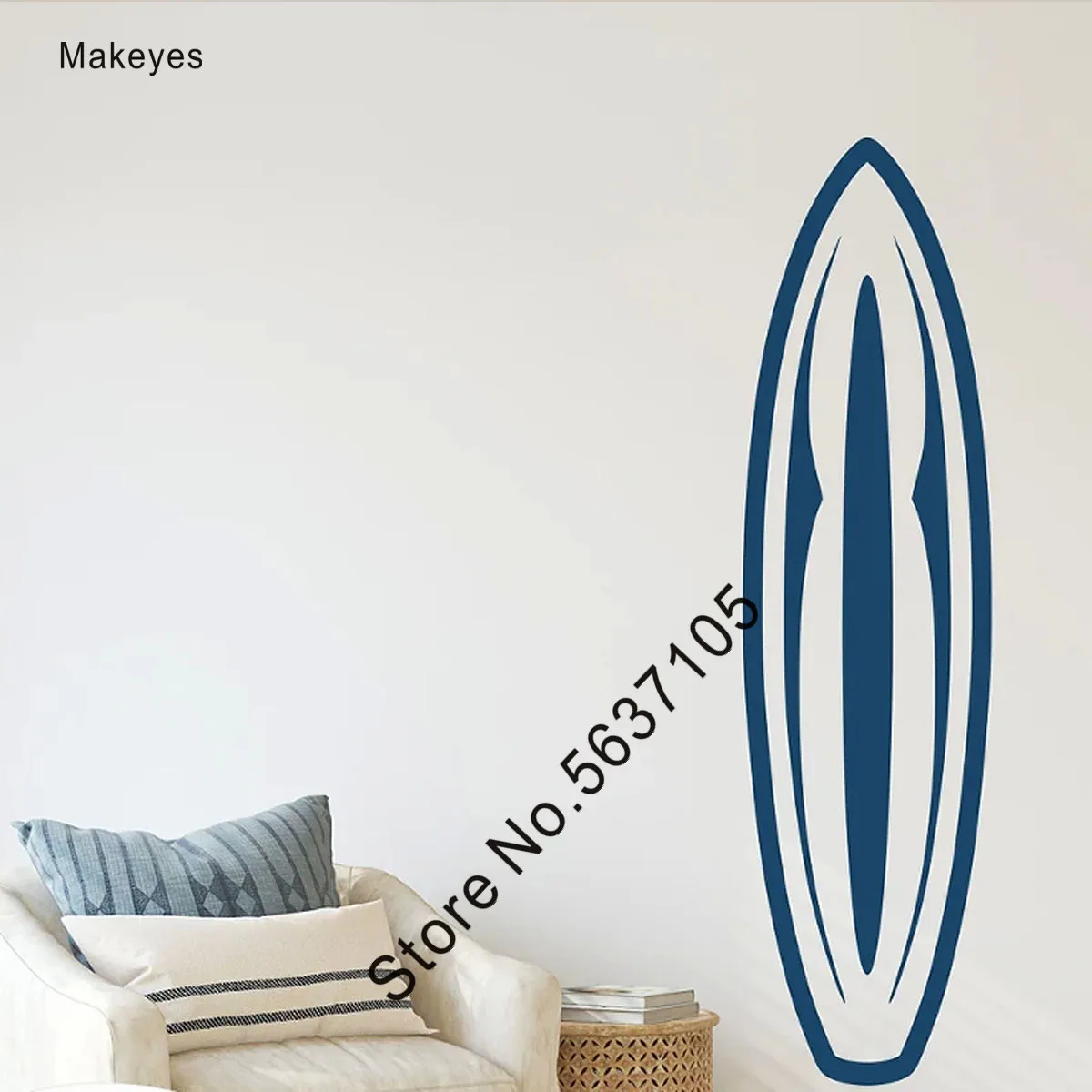 Настенная Наклейка Makeyes Q1014 для доски для серфинга, домашний декор для стен в гостиной, спортивные Переводные картины на стену виниловая роспись, обои для серфинга